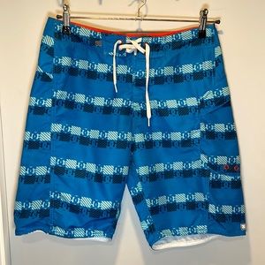Swim Trunks, DCShoes Inc., Blue and Orange. Vintage. Sz32